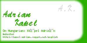 adrian kapel business card